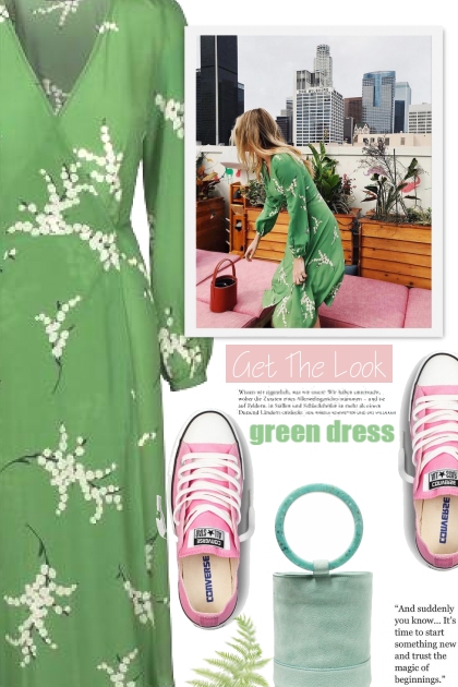 Get the look - green dress- Modna kombinacija