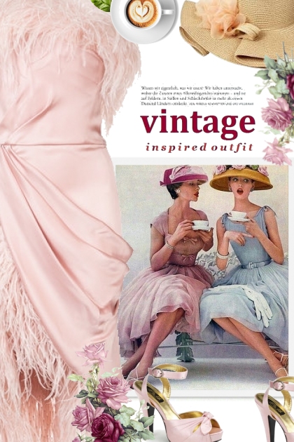 Pink vintage dress- Fashion set