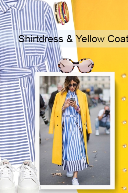 Shirtdress & Yellow Coat- Combinaciónde moda