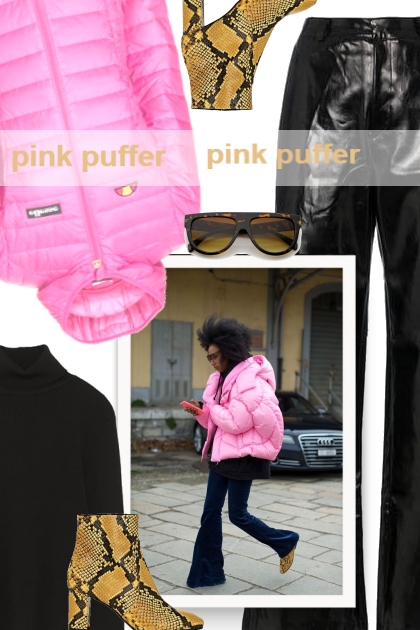 Pink puffer jacket- Modna kombinacija