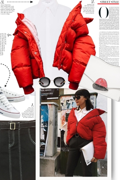 Todays Outfit - Red Puffer Jacket