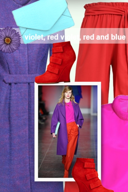 violet, red violet, red and blue- combinação de moda