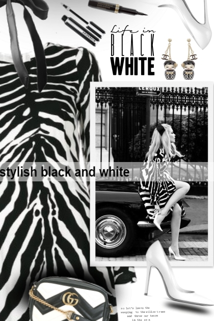 stylish black and white- combinação de moda