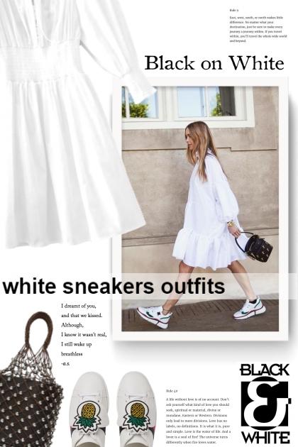 white sneakers outfits- Combinazione di moda