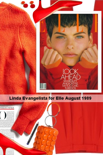 Linda Evangelista for Elle August 1989- Combinazione di moda