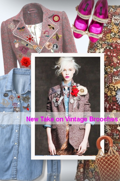 New Take on Vintage Brooches- Modna kombinacija