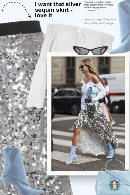 I want that silver sequin skirt - love it- Modna kombinacija