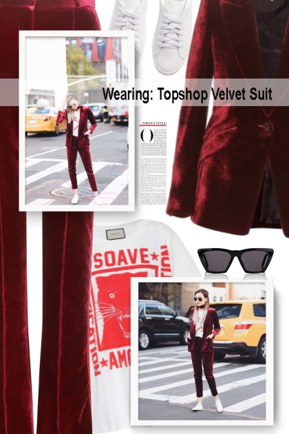 Wearing: Topshop Velvet Suit- combinação de moda