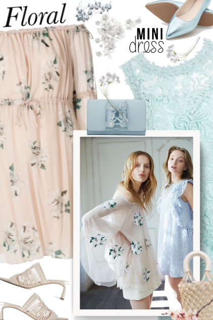 Floral mini dress- combinação de moda