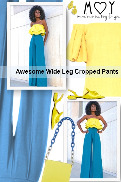Awesome Wide Leg Cropped Pants- Fashion set