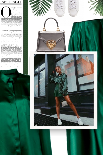 green on green with white sneakers- Fashion set