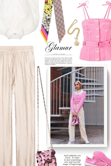 White and Pink- combinação de moda