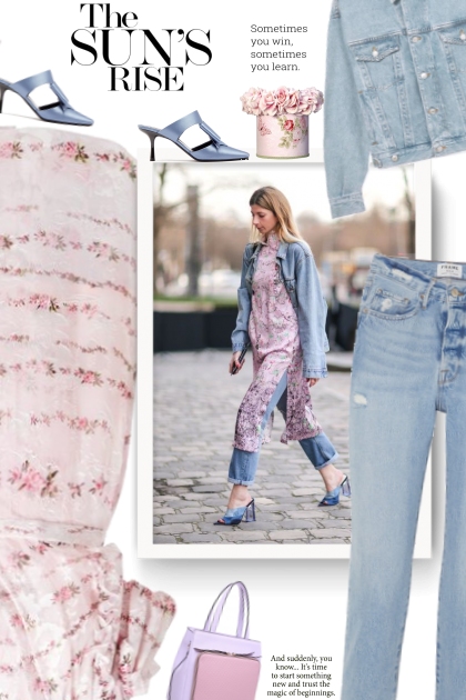 Jeans and floral dress- Combinaciónde moda