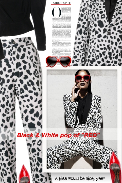 Black & White pop of "RED"- Combinaciónde moda