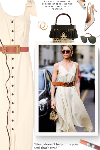 Casual look with a belt and beautiful dress- Fashion set