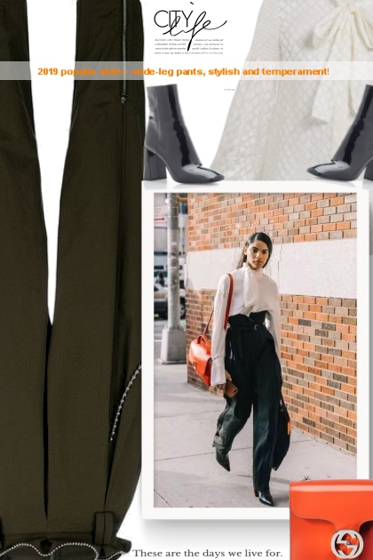   2019 popular shirt   wide-leg pants, stylish and- Модное сочетание
