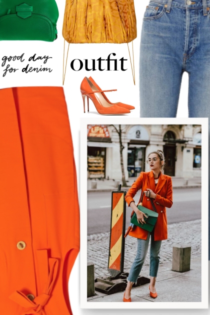   This orange blazer will make you stand out- combinação de moda