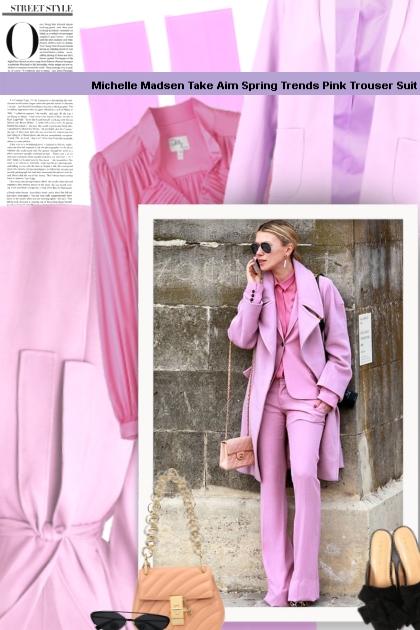 Michelle Madsen Take Aim Spring Trends Pink Trouse- Combinazione di moda