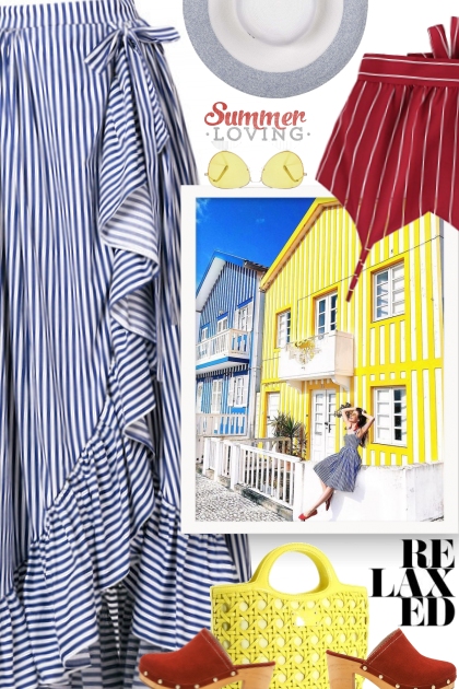   Costa Nova dressed in colorful stripes- Fashion set