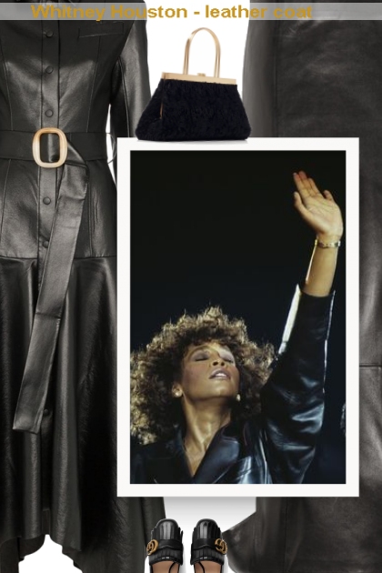 Whitney Houston - leather coat- 搭配