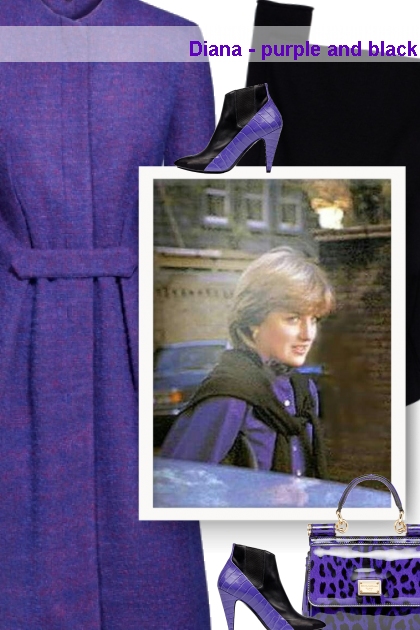 Diana - purple and black- Modna kombinacija