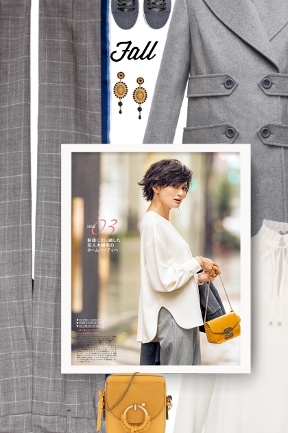 Fall - grey, white  & yellow- Combinaciónde moda