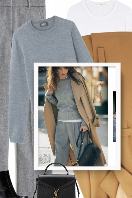 grey and camel- Combinazione di moda