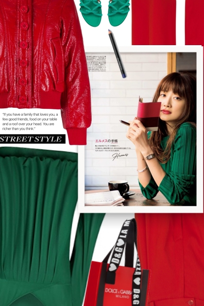green & red- combinação de moda