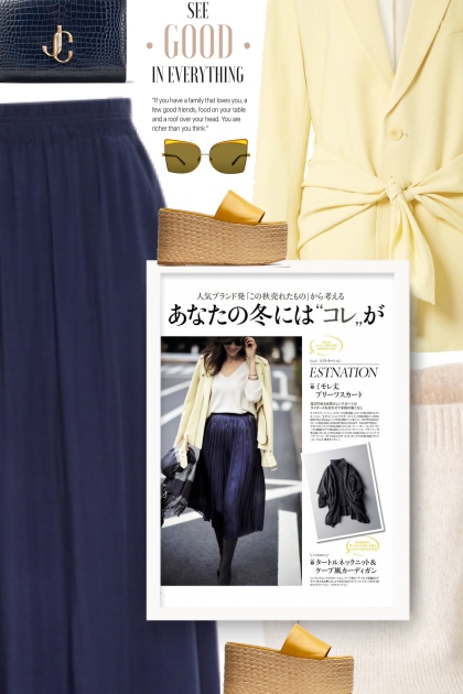navy & yellow- combinação de moda
