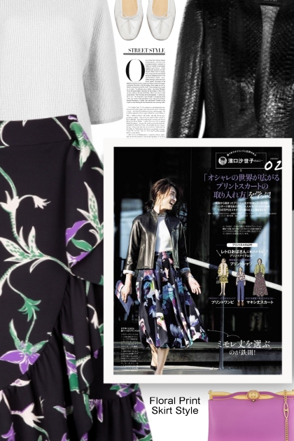 Floral Print Skirt Style- Modna kombinacija