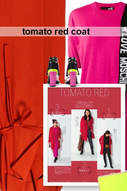 tomato red coat- Fashion set