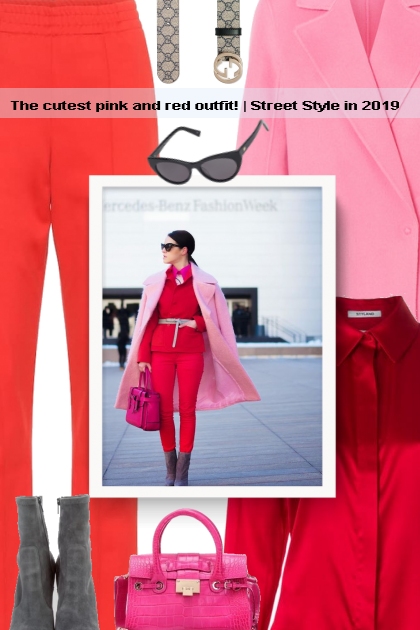 The cutest pink and red outfit! | Street Style in - Modekombination