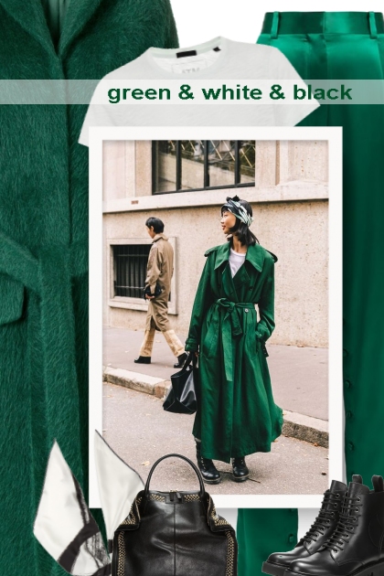 green & white & black- Combinazione di moda