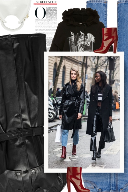 Black-leather-jacket- Модное сочетание