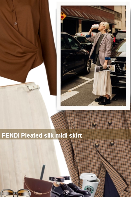 1. item 2. FENDI Pleated silk midi skirt 