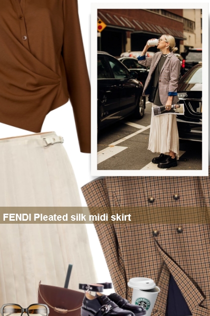 1. item 2. FENDI Pleated silk midi skirt - Modekombination