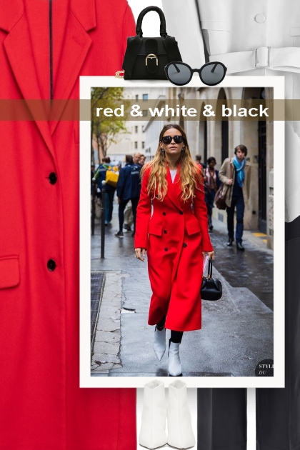Fall 2019 - red & white & black- Modna kombinacija
