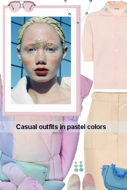 Casual outfits in pastel colors- Fashion set