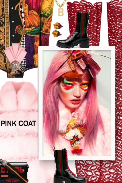 Business party  - pink coat- Modna kombinacija