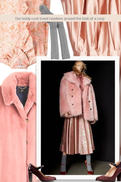 The teddy coat trend revolves around the look of a- combinação de moda