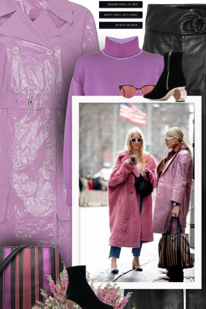 Purple Leather Coats- combinação de moda