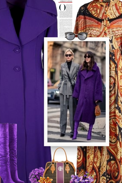 Purple coat style- Modna kombinacija