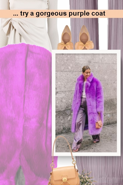 try a gorgeous purple coat- Fashion set
