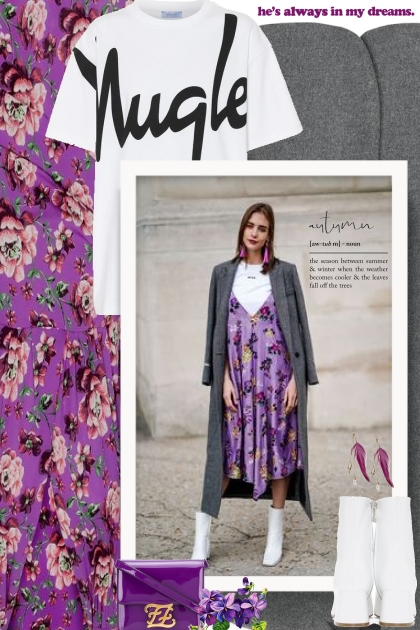  Purple Floral Dress- Modna kombinacija
