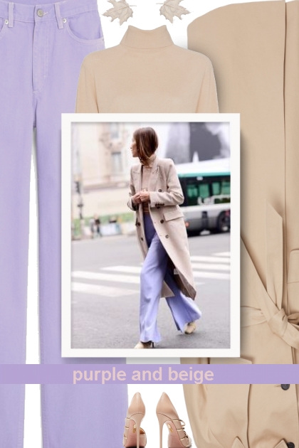 purple and beige- combinação de moda