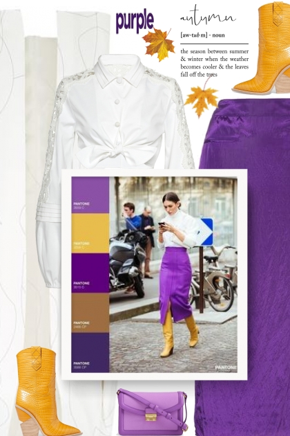 Autumn - purple, white and yellow- Combinaciónde moda