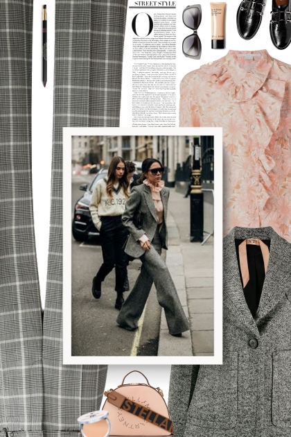 grey and peach- combinação de moda