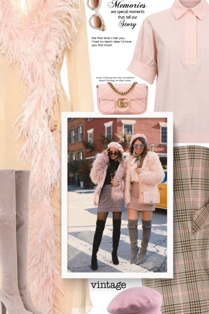 Vintage style - pink and peach- Fashion set