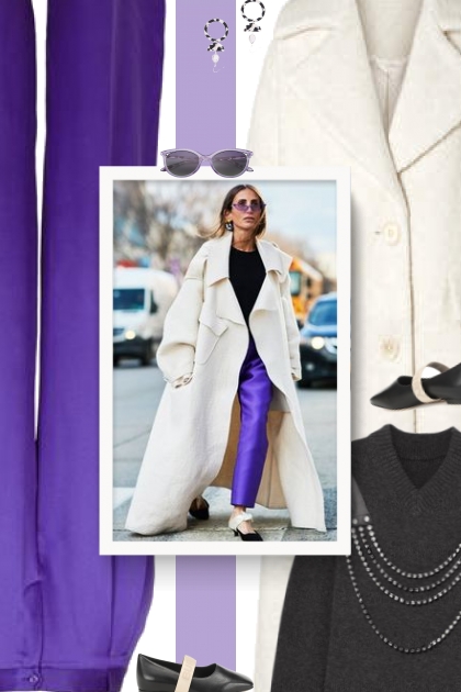 purple, white & black- combinação de moda