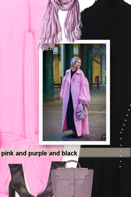 pink and purple and black- Fashion set